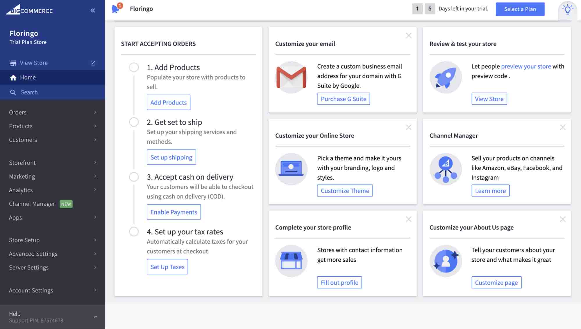 Best e-commerce platform — BigCommerce dashboard