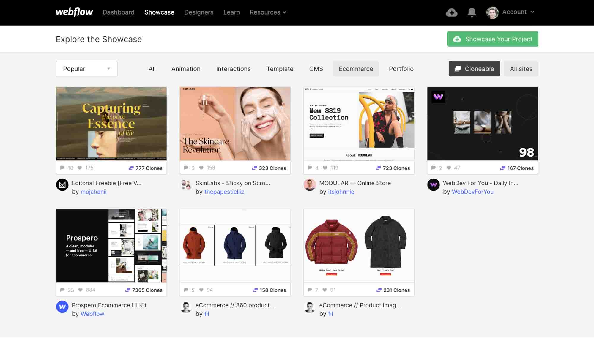 Best e-commerce platform — Webflow showcase