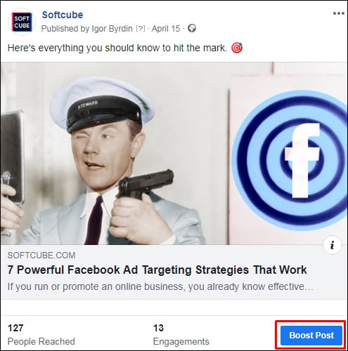 Best Facebook Pages — Boost Post button