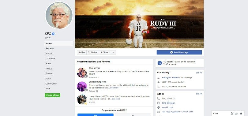 Best Facebook Pages — KFC