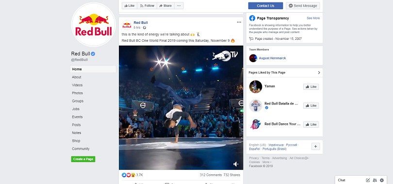 Best Facebook Pages — Red Bull