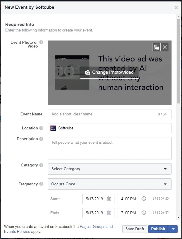 How to create a Facebook Business Page — Event Ad post