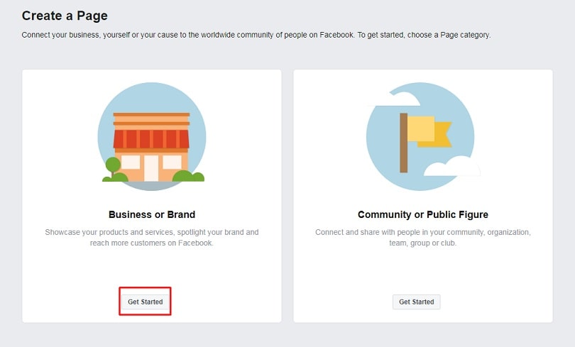 How to create a Facebook Business Page — step one