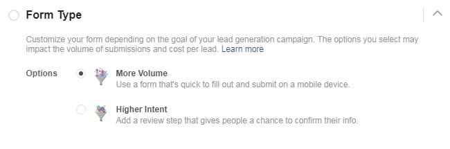 How to create Facebook lead generation ads — form type