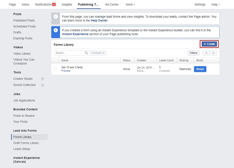 How to create Facebook lead generation ads — Forms Library