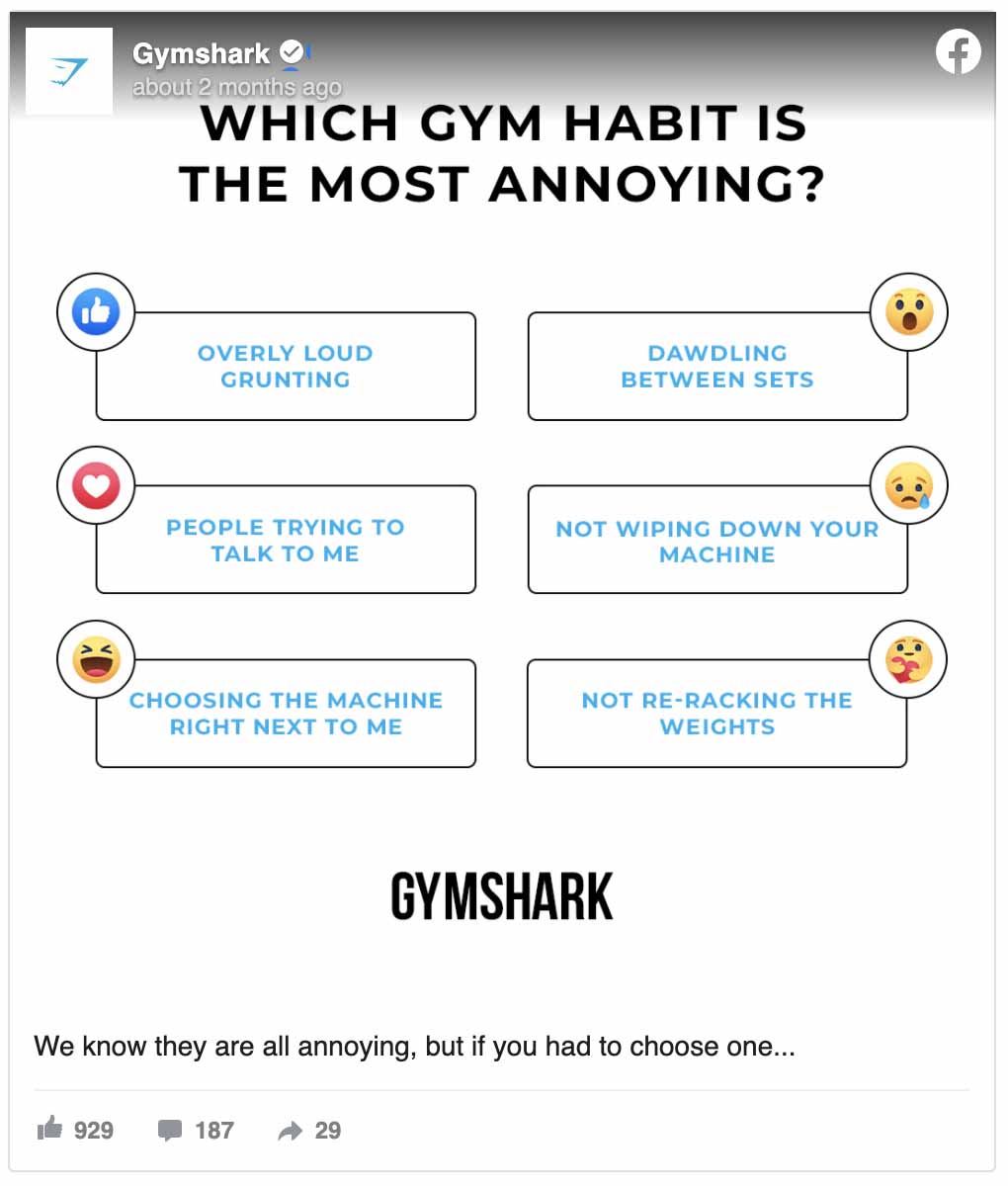 Creative Facebook ads — Gymshark