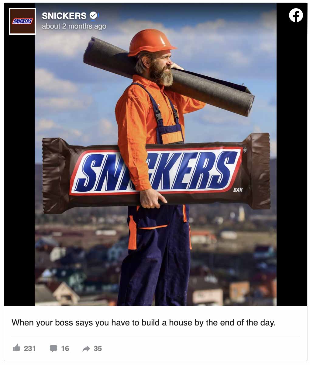 Creative Facebook ads — Snickers