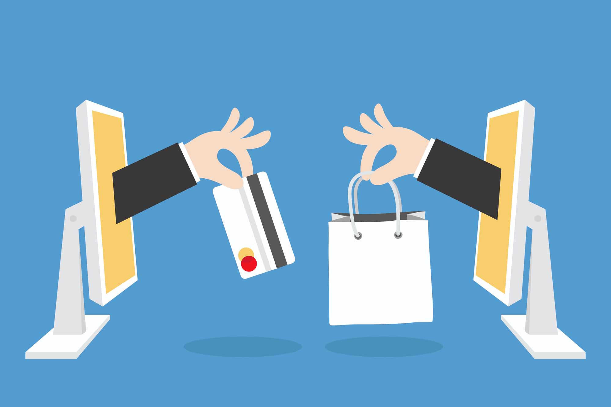 E-commerce marketing — two hands