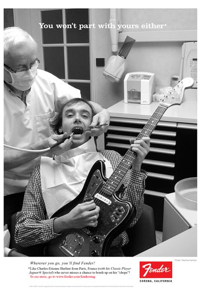 Emotional appeal advertising — Fender with a dentist