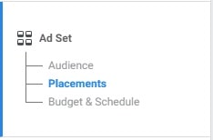 Facebook ad placements — ad set