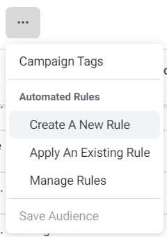 Facebook ad scheduling — create a rule