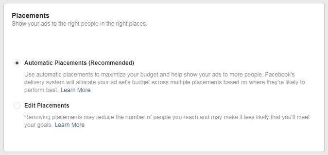 Facebook ads for real estate — placements options