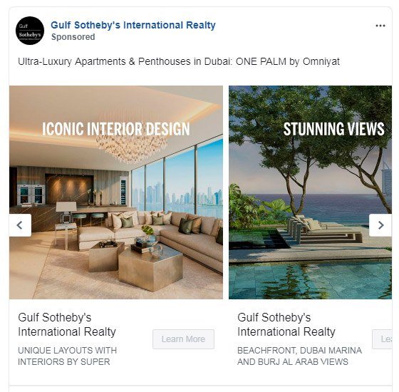 Facebook ads for real estate — Gulf Sotheby's International Realty ad