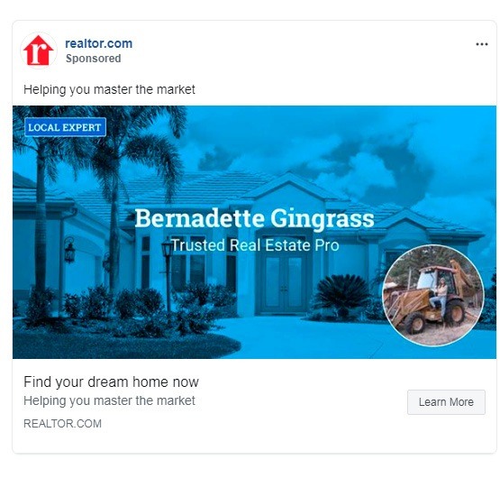 Facebook ads for real estate — Realtor.com ad