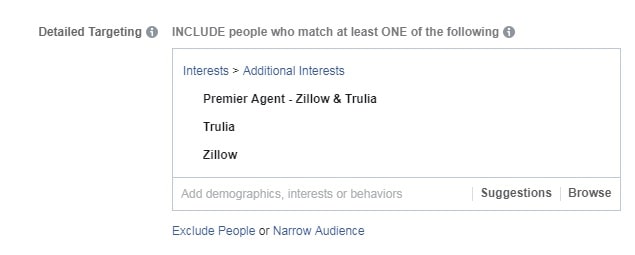 Facebook ads for real estate — Zillow and Trulia targeting