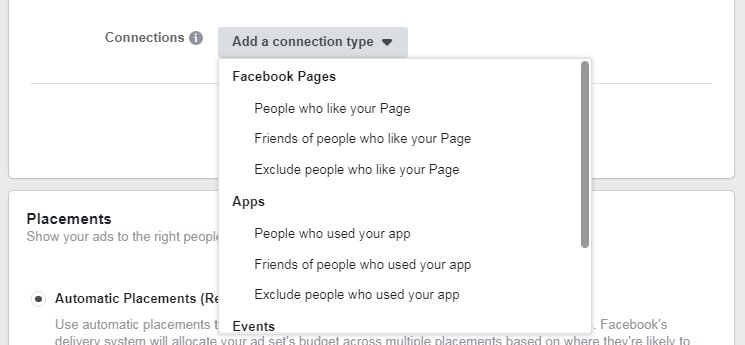 Facebook ads relevance score — connections