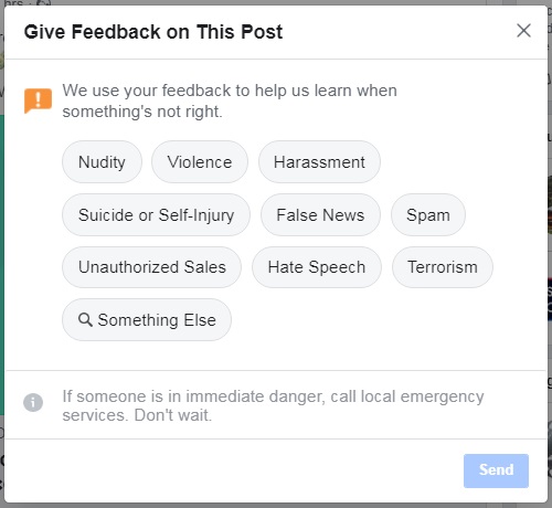 Facebook ads relevance score — Post feedback