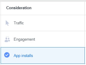 Facebook app install ads — app install objective