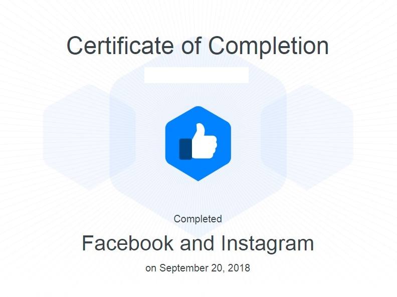 facebook blueprint certification - certificate of completion