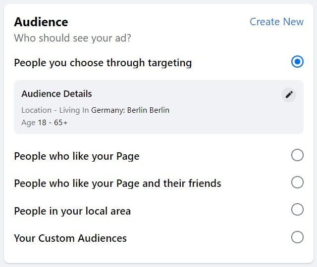 Facebook boost post — audience