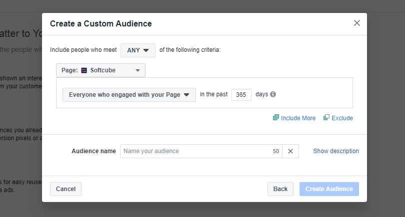 Facebook Custom Audiences — create an audience