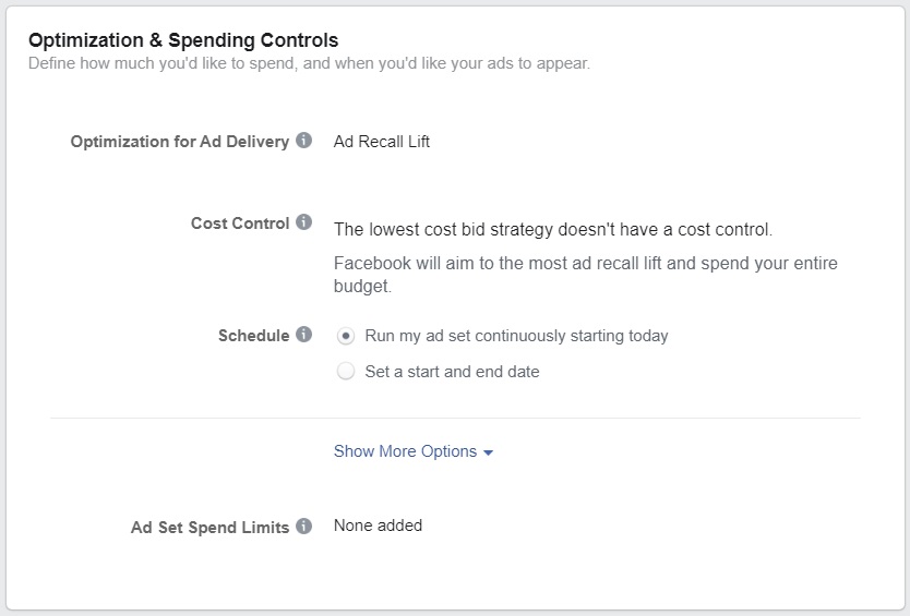 Facebook Marketplace ads — budget and schedule