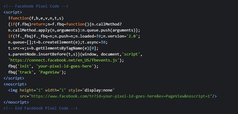 Facebook retargeting ads — Pixel code