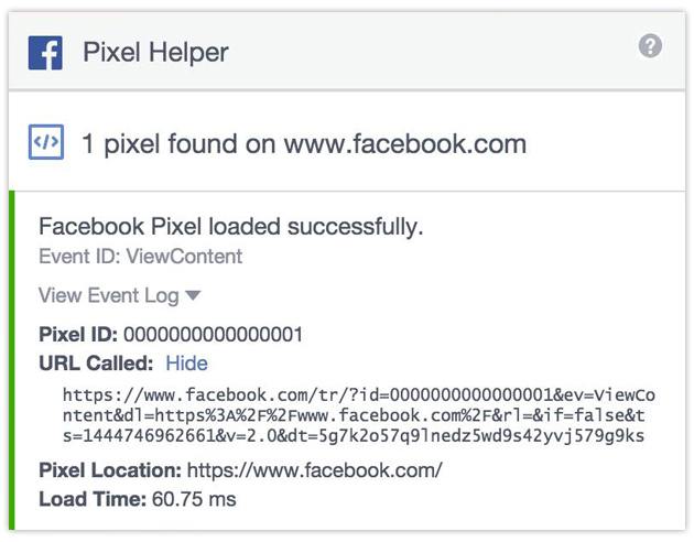 Facebook retargeting ads — Pixel Helper