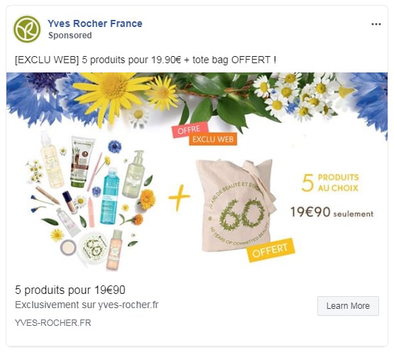 Facebook retargeting ads — Yves Rocher France