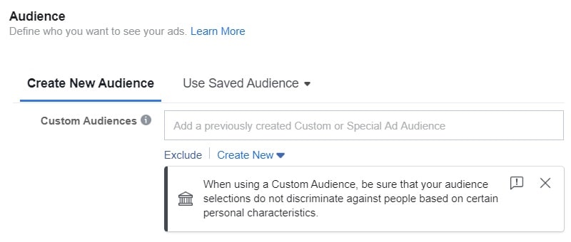 Facebook special ad category audiences