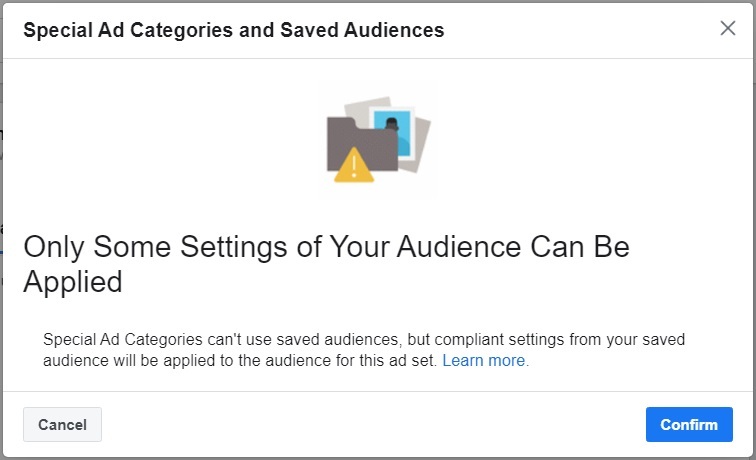 Facebook special ad category — saved audiences