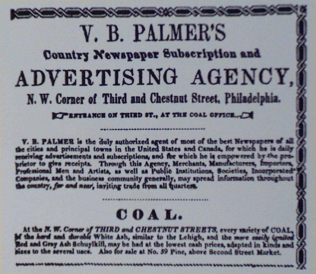 History of advetising — Palmer's ad agency