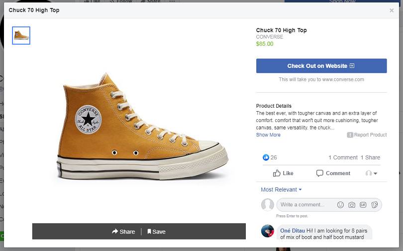 How to advertise on Facebook for free — shop item