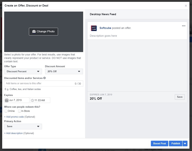 How to sell products on Facebook — Offer Ad Mockup