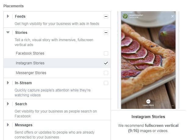 Instagram Stories ads — placements