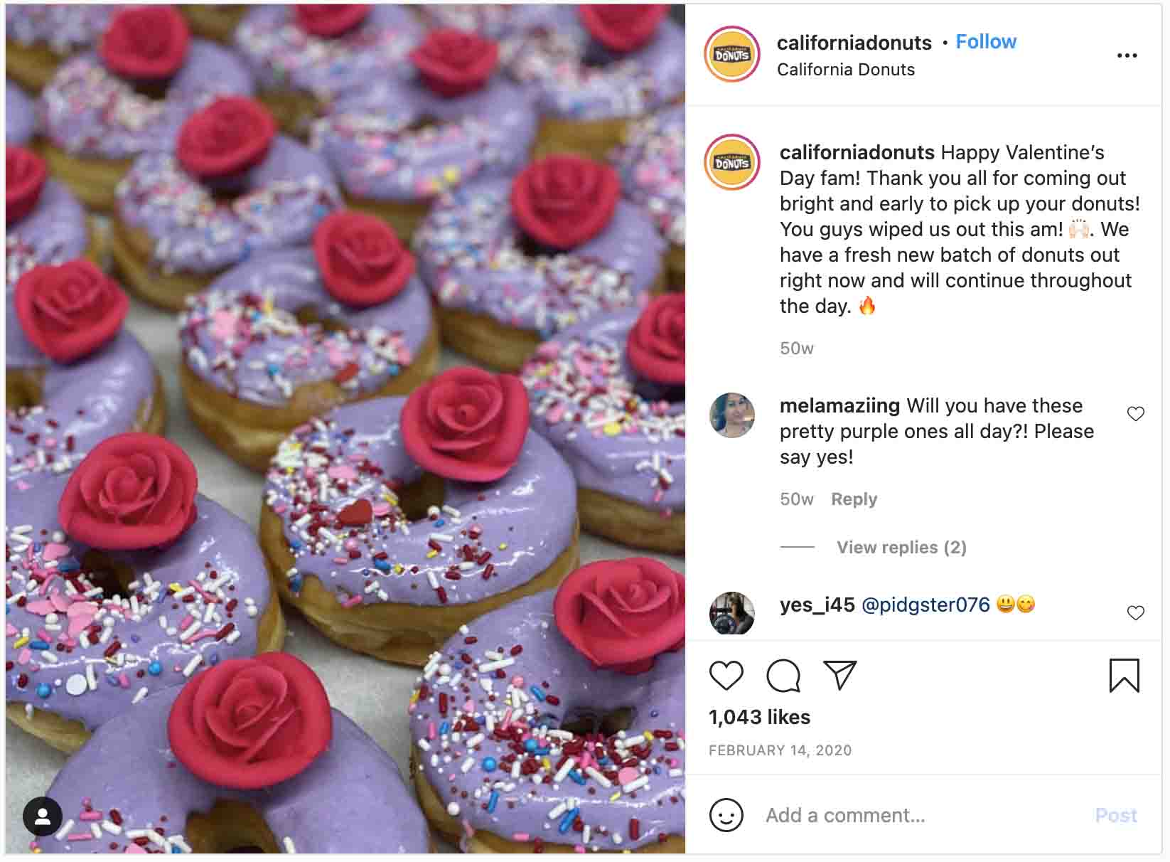 Valentine's Day ads — California Donuts