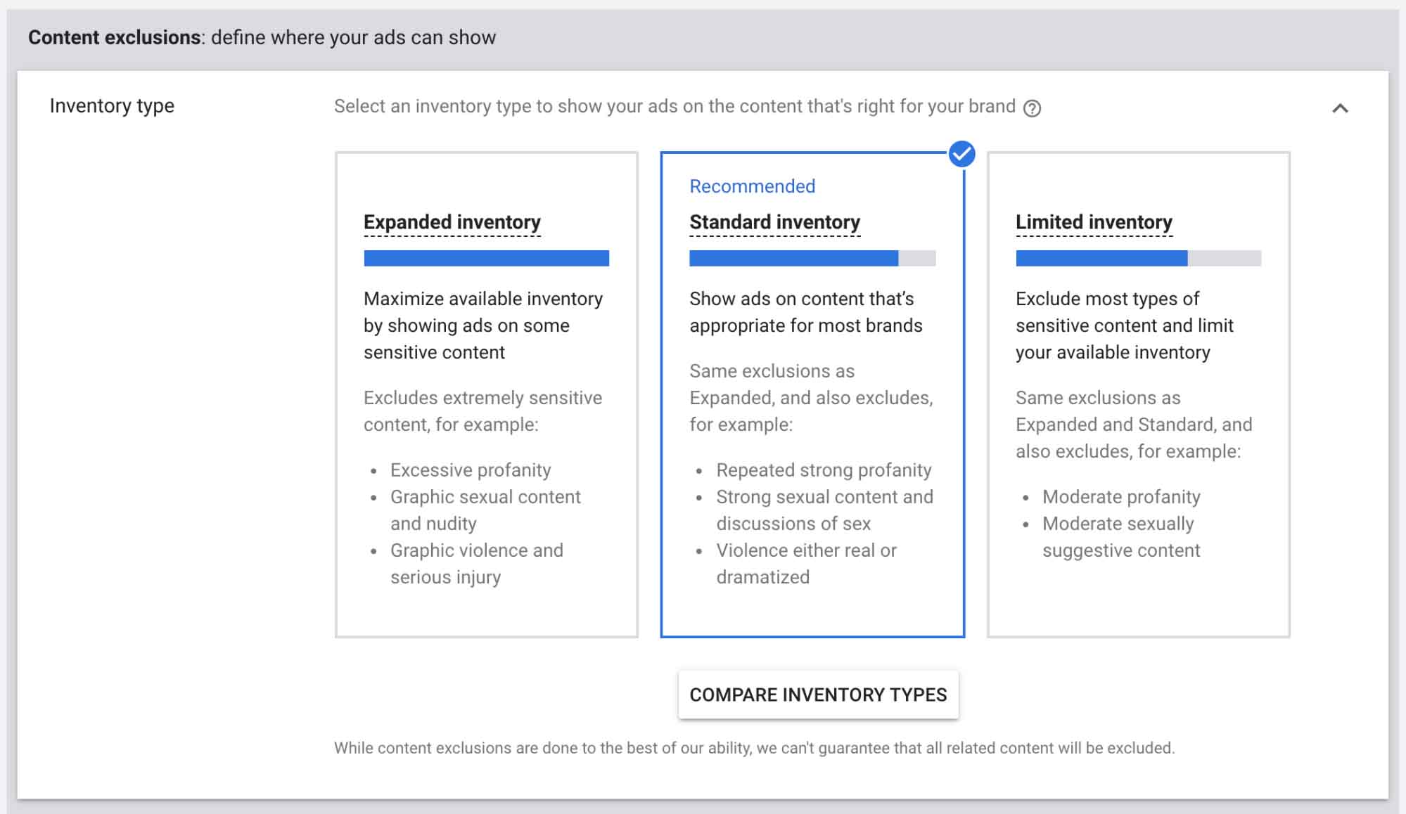 YouTube video ads — Content Exclusions